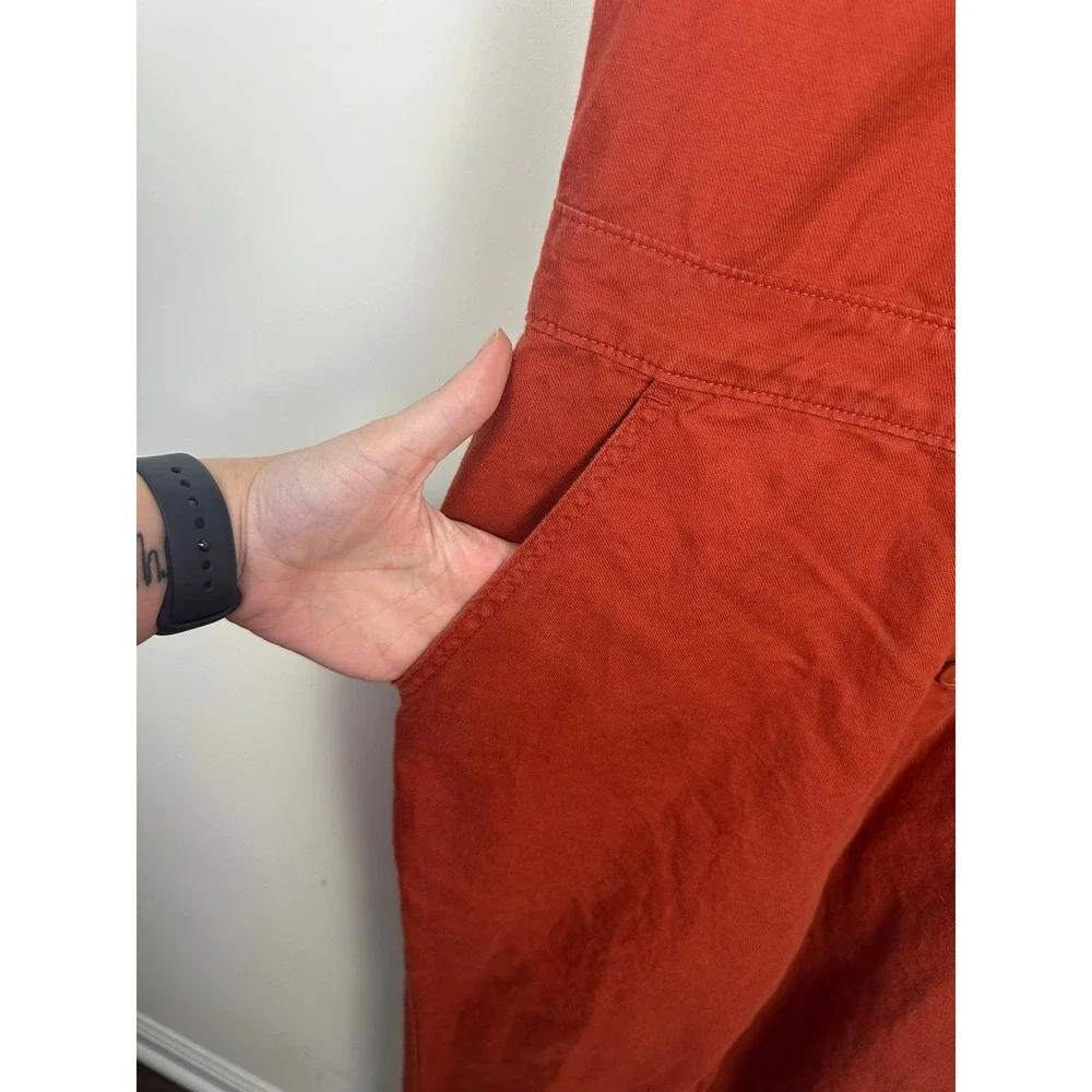 Quince Jumpsuit Women S Rust Red Excellent Organic Cotton Linen Short Sleeve